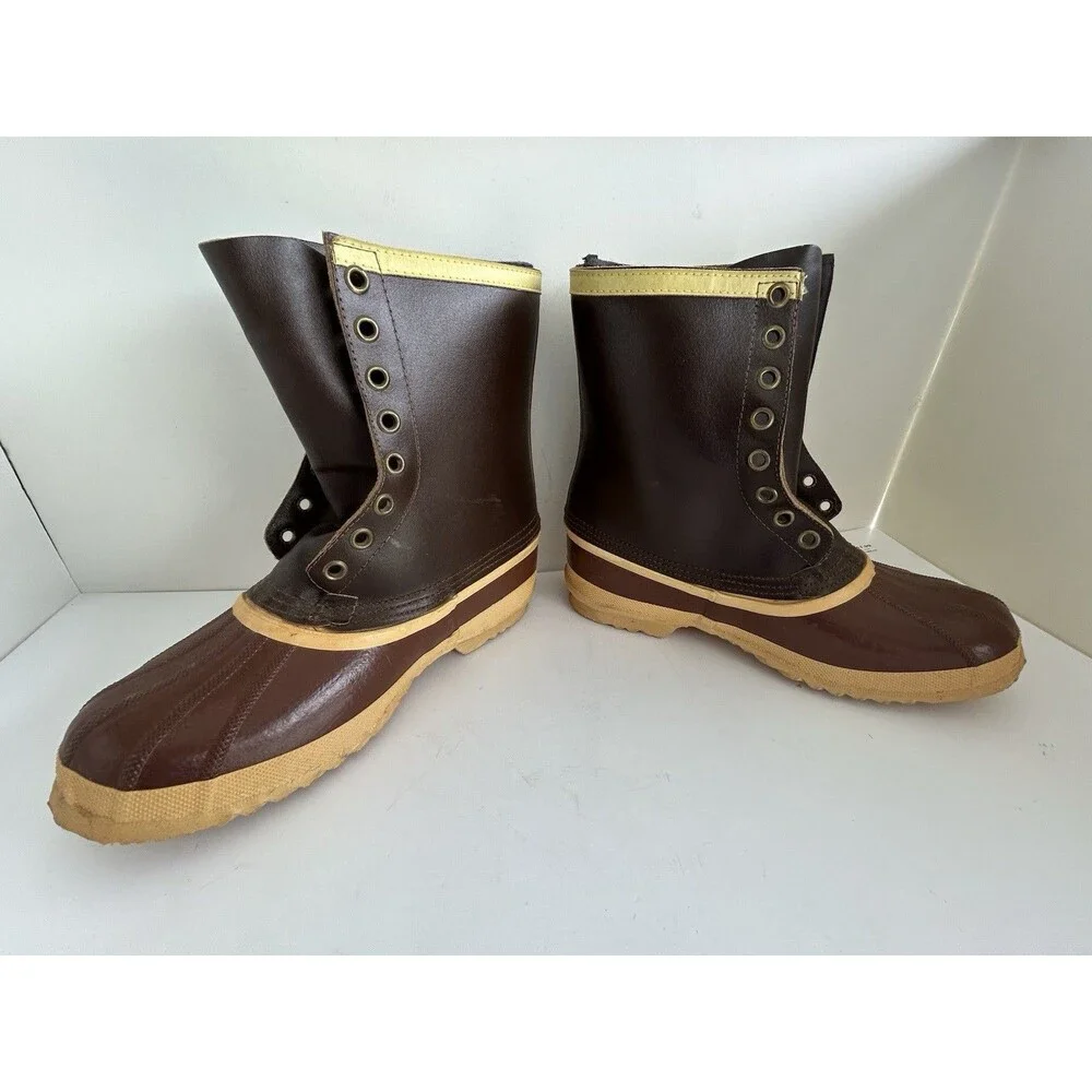 Vintage Kaufman Sorel Arctic Pac Boots Brown Rubber Leather Winter Snow Boots 6